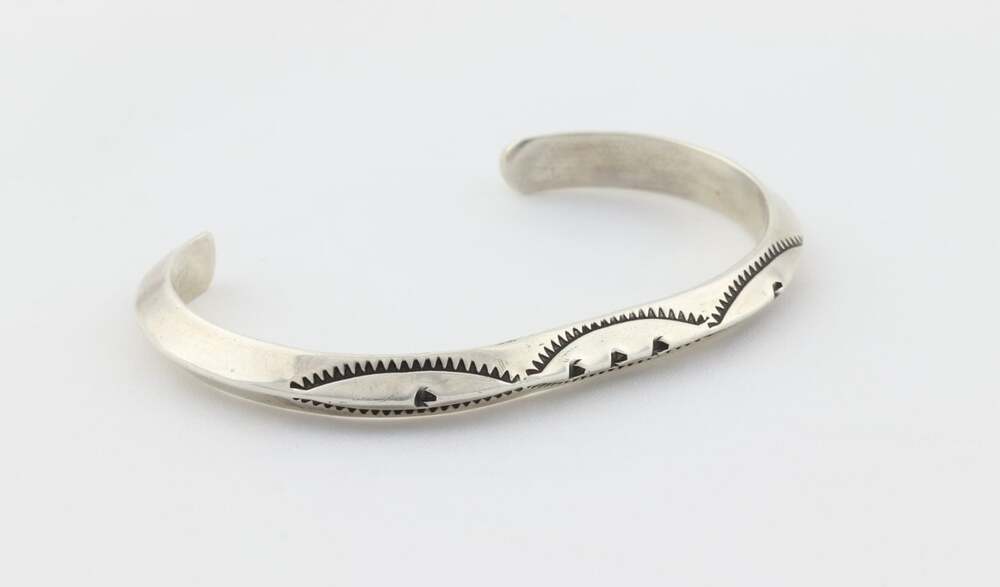 Sterling Silver Patterned Stamped Cuff Bracelet 6 3/4" inch - Picture 3 of 5